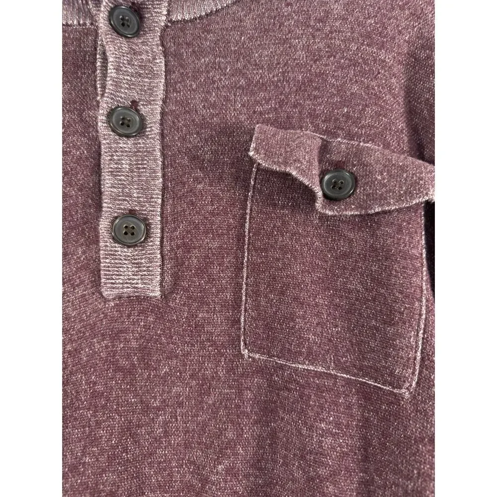 MENS BANANA REPUBLIC 100% COTTON 3 BUTTON‎ HENLEY SWEATER SIZE XL MAROON